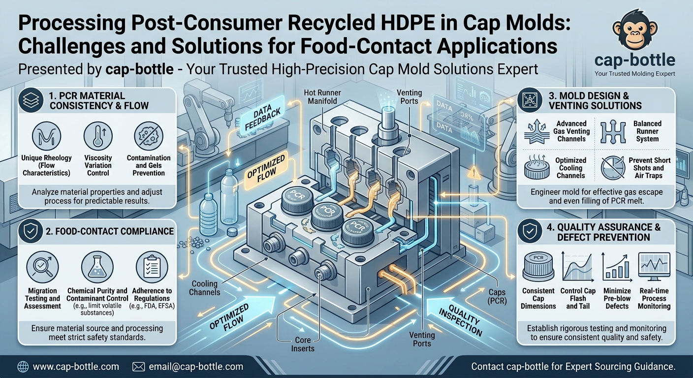Processing Post-Consumer Recycled HDPE in Cap Molds: Challenges and Solutions for Food-Contact Applications